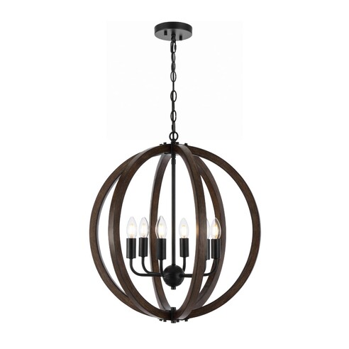VESTAL PE6-BK - VESTAL 6 LIGHT PENDANT - BLACK