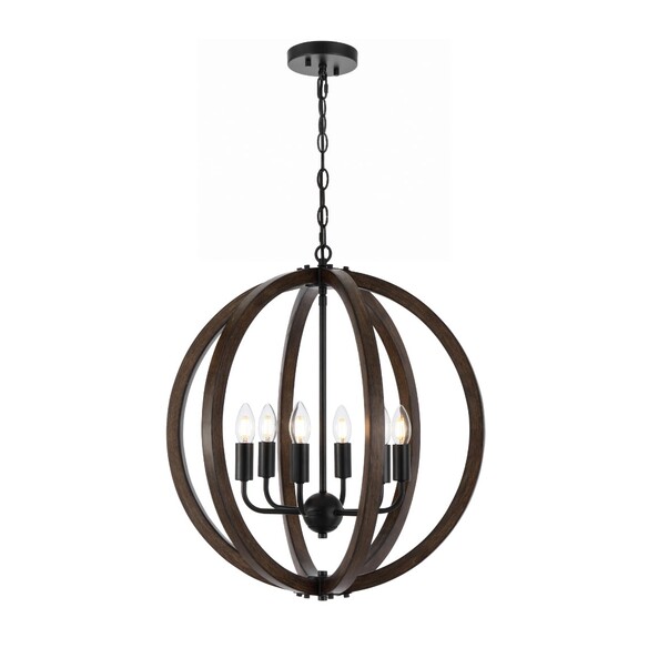 VESTAL PE6-BK - VESTAL 6 LIGHT PENDANT - BLACK