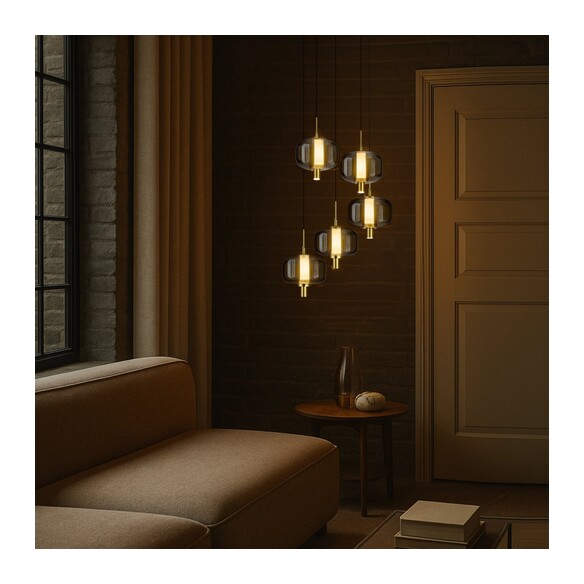 VOLEN PE5-BKSM - VOLEN 5 LIGHT PENDANT - BLACKVOLEN PE5-BKSM