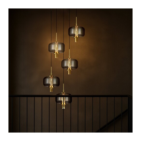 VOLEN PE5-BKSM - VOLEN 5 LIGHT PENDANT - BLACKVOLEN PE5-BKSM