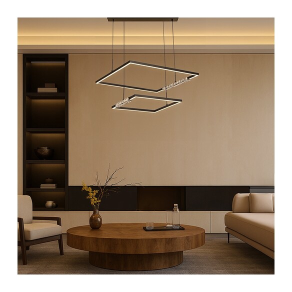 ZAFRA PE2T-BK - ZAFRA 2 TIER PENDANT - BLACKZAFRA PE2T-BK