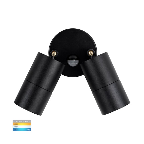 HV1326T-PIR - PIR | HV1326T-PIR - Tivah Aluminium Black TRI Colour Double Adjustable Spot Lights with Sensor