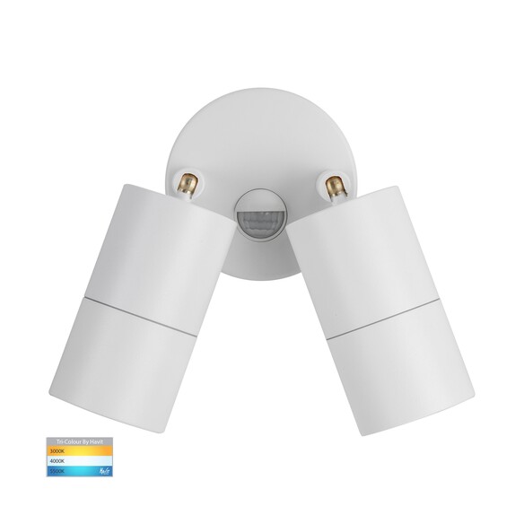 HV1335T-PIR - Tivah Aluminium White TRI Colour Double Adjustable Spot Lights with Sensor