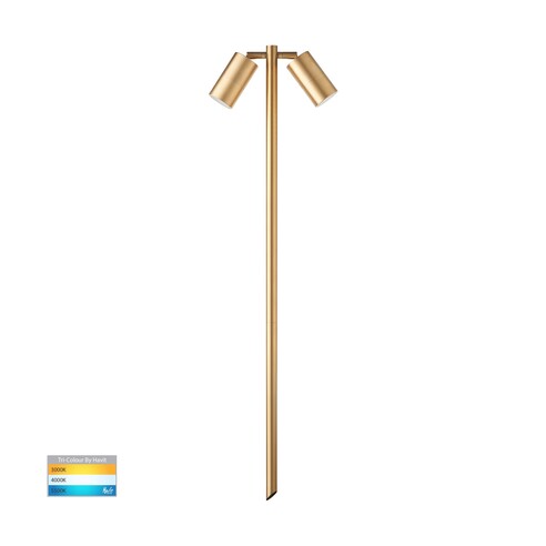 Tivah Solid Brass TRI Colour Double Adjustable LED Bollard Spike Light