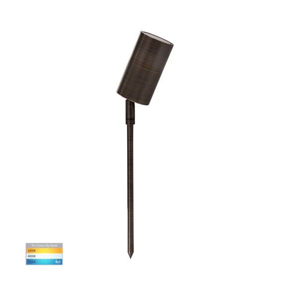 HV1497T - Tivah Antique Brass TRI Colour LED Garden Spike Light