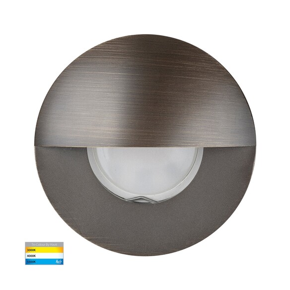 HV19012T-AB - Ollo Antique Brass TRI Colour LED Step Light With Eyelid