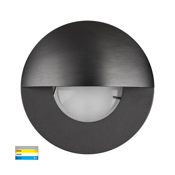 HV19012T-GPH - Ollo Graphite Coloured Brass TRI Colour LED Step Light With Eyelid