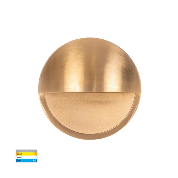 HV2928T-BR-12V - Veko Solid Brass Step Lights with Eyelid