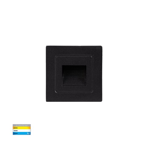 Trin Black Small Square Recessed LED Step Light