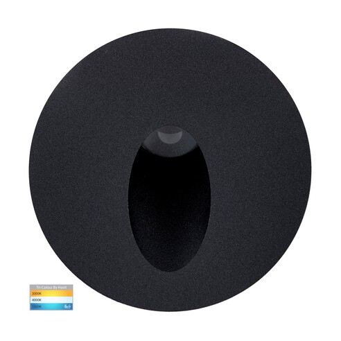 Reces Black Round TRI Colour Recessed LED Step Light