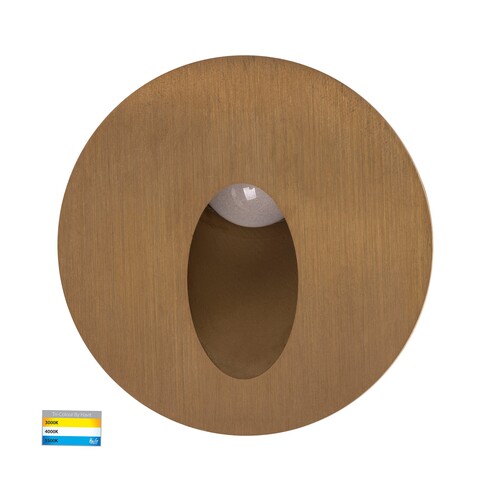 Reces Solid Brass Round TRI Colour Recessed LED Step Light