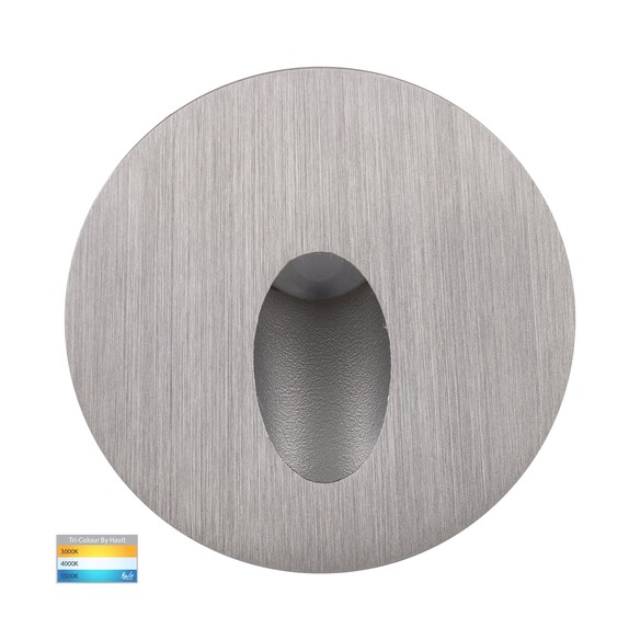 HV3205T-SS316-12V - Reces 316 Stainless Steel Round TRI Colour Recessed LED Step Light
