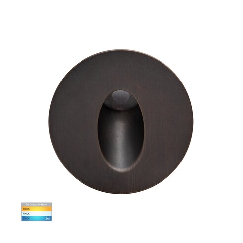 Mini Reces Antique Brass Round TRI Colour Recessed LED Step Light