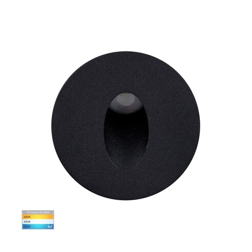 Mini Reces Black Round TRI Colour Recessed LED Step Light