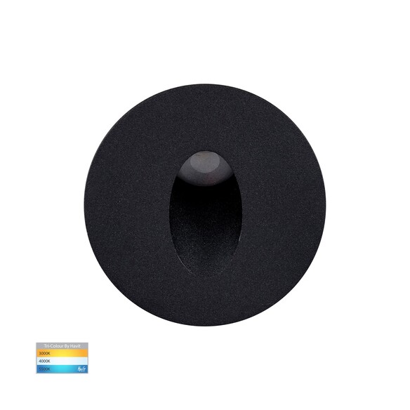 HV3206T-BLK-12V - HV3206T-Black-12V - Mini Reces Black Round TRI Colour Recessed LED Step Light