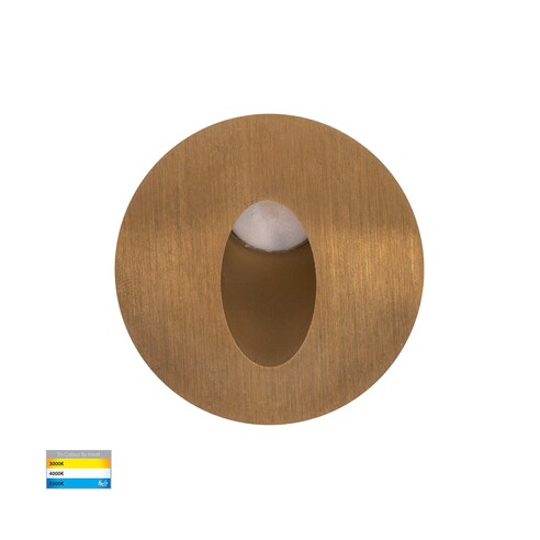 Mini Reces Brass Round TRI Colour Recessed LED Step Light