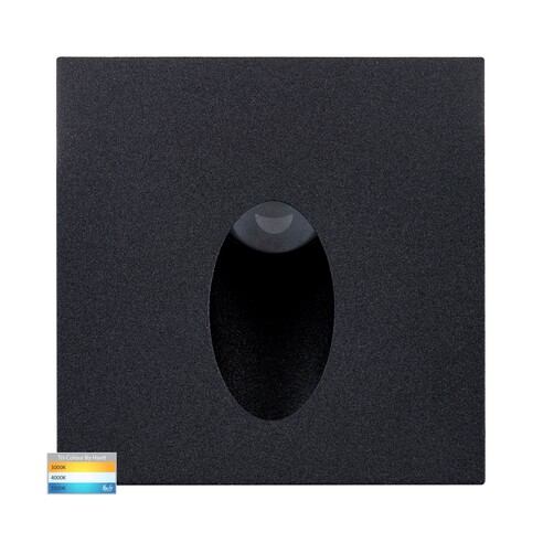 Reces Black Square TRI Colour Recessed LED Step Light