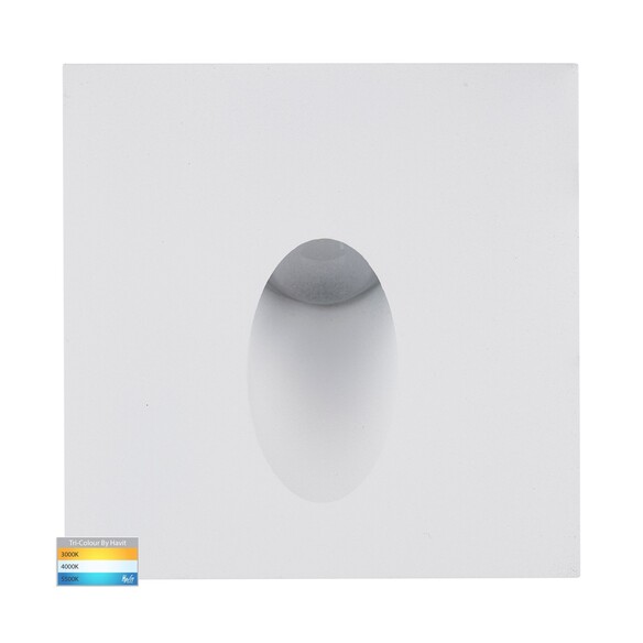 HV3215T-WHT-12V - HV3215T-White-12V - Reces White Square TRI Colour Recessed LED Step Light