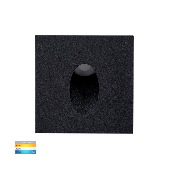 HV3216T-BLK-12V - HV3216T-Black-12V - Mini Reces Black Square TRI Colour Recessed LED Step Light