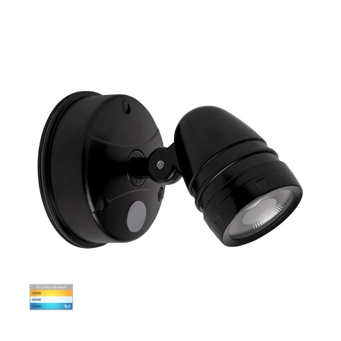 HV3792T-BLK - HV3792T-Black - Focus Polycarbonate Black Single Adjustable Spot Light With Sensor