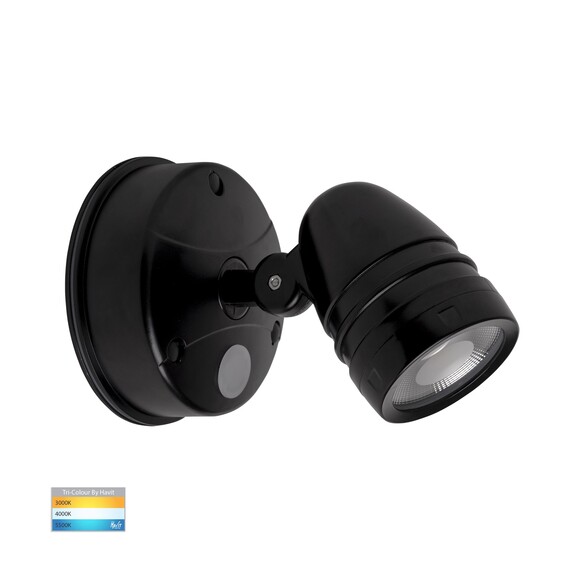 HV3792T-BLK - HV3792T-Black - Focus Polycarbonate Black Single Adjustable Spot Light With Sensor