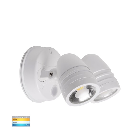 HV3794T-WHT - HV3794T-White - Focus Polycarbonate White Double Adjustable Spot Light With Sensor