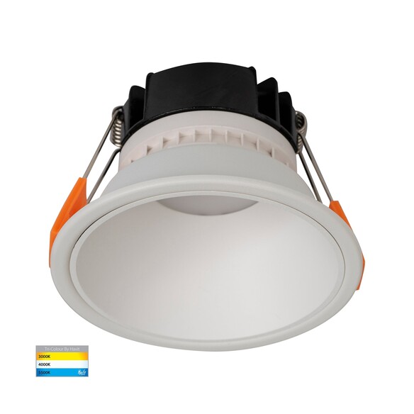 HV5528T-WW - Gleam White with White Insert Tri Colour Fixed Deep LED Downlight