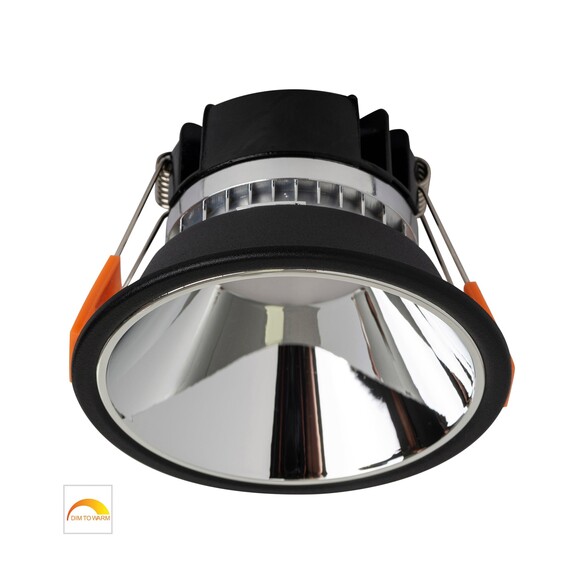 HV5528D2W-BC - Gleam Black with Chrome Insert Fixed Dim to Warm LED Downlight