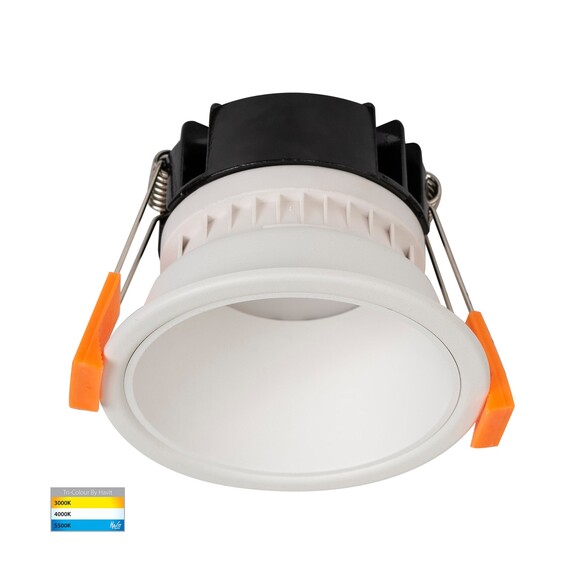 HV5529T-WW - Gleam White with White Insert Tri Colour Fixed Deep LED Downlight