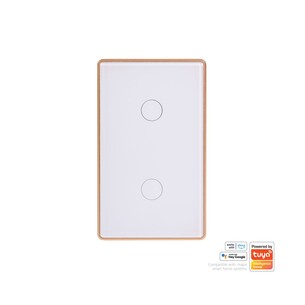 HV9120-2 - Wifi 2 Gang White with Gold Trim Wall SwitchHV9120-2
