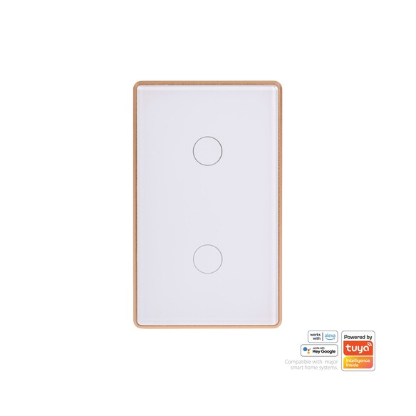 HV9120-2 - Wifi 2 Gang White with Gold Trim Wall Switch