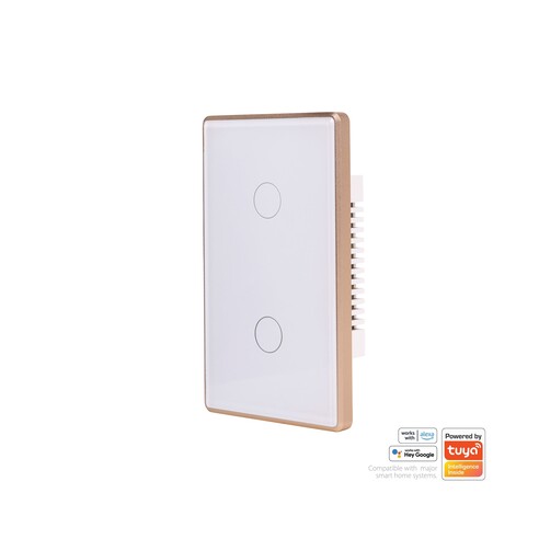 HV9120-2 - Wifi 2 Gang White with Gold Trim Wall HV9120-2