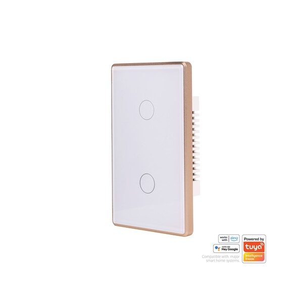 HV9120-2 - Wifi 2 Gang White with Gold Trim Wall HV9120-2
