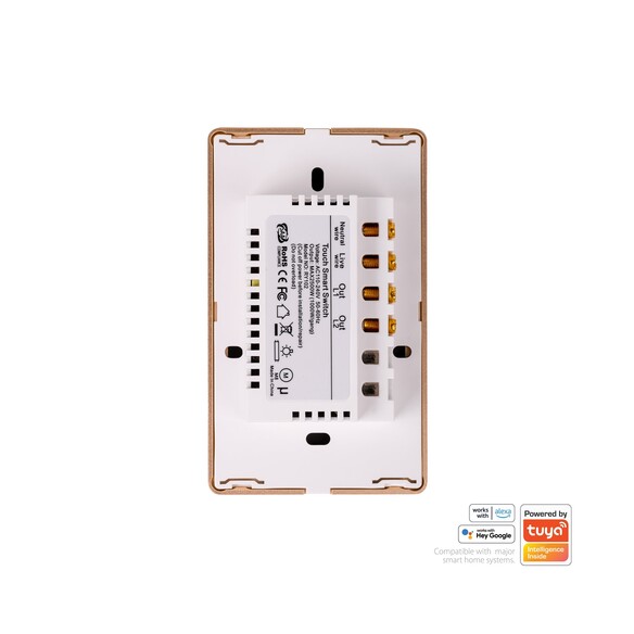 HV9120-2 - Wifi 2 Gang White with Gold Trim Wall HV9120-2