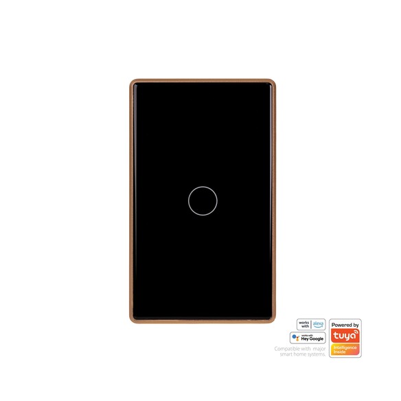 HV9220-1 - Wifi Single Gang Black with Gold Trim Wall Switch
