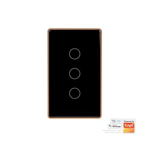 HV9220-3 - Wifi 3 Gang Black with Gold Trim Wall SwitchHV9220-3
