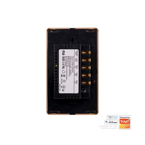 HV9220-3 - Wifi 3 Gang Black with Gold Trim Wall HV9220-3