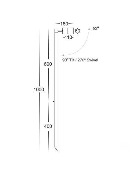 HV1403T-AB - Tivah Single Adjustable LED Bollard HV1403T-AB