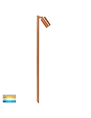 Tivah Single Adjustable LED Bollard Spike Light Height 1000mm Width 60mm - Copper/Tri-colour