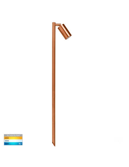 HV1403T-CP - Tivah Solid Copper TRI Colour Single Adjustable LED Bollard Spike Light