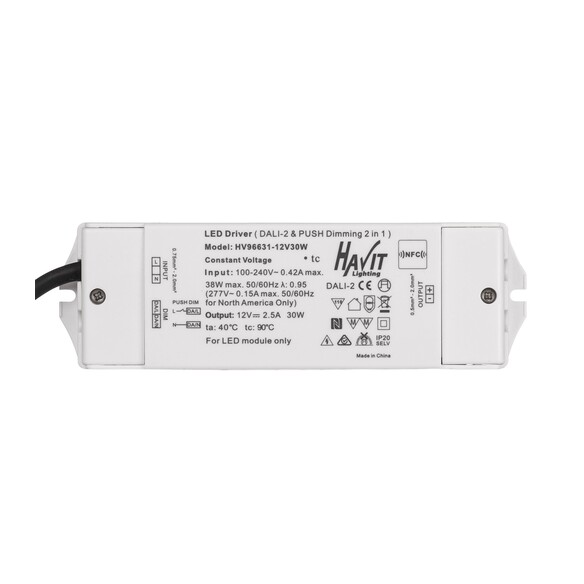 HV96631-12V30W - HV96631-12V30W | HV96631-24V30W - 30W Dali 2 + Push Dim Dimmable LED Driver