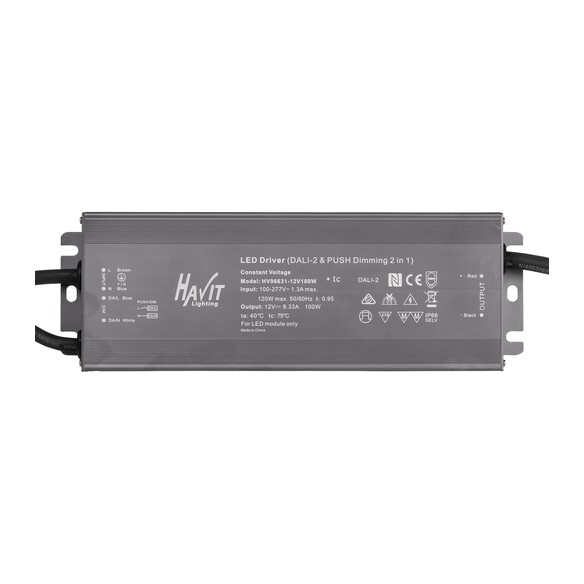 HV96631-12V100W - HV96631-12V100W | HV96631-24V100W- 100W Dali 2 + Push Dim Dimmable LED Driver