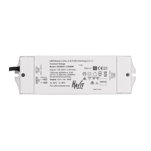 HV96631-24V60W - 60W Dali 2 + Push Dim Dimmable LED Driver