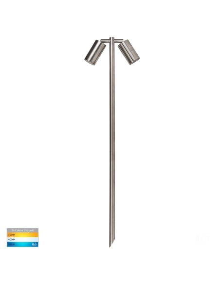 HV1403T-SS316 - Tivah 316 Stainless Steel TRI Colour Single Adjustable LED Bollard Spike Light