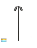 Tivah Double Adjustable LED Bollard Spike Light Height 1000mm 60mm - Antique Brass/Tri-colour