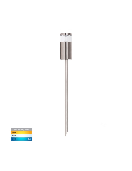 HV1489T-TTM - Highlite Titanium Coloured Aluminium TRI Colour LED Garden Spike Light