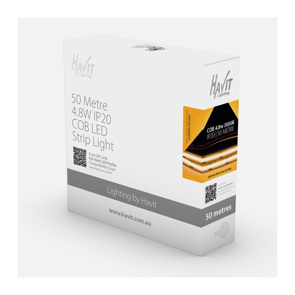 HV9760-IP20-320-3K-50M - 4.8W IP20 COB LED Strip 3000K 50m Roll