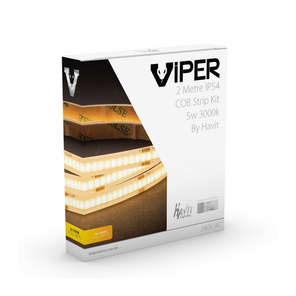 VPR9760IP54-320-2M - Viper COB 5W Per Metre 2m LED Strip kit 3000K