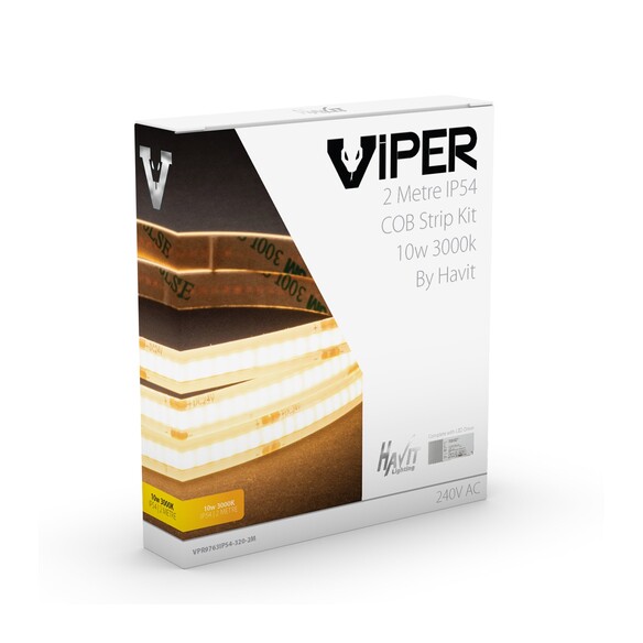 VPR9763IP54-320-2M - Viper COB 10W Per Metre 2m LED Strip kit 3000K