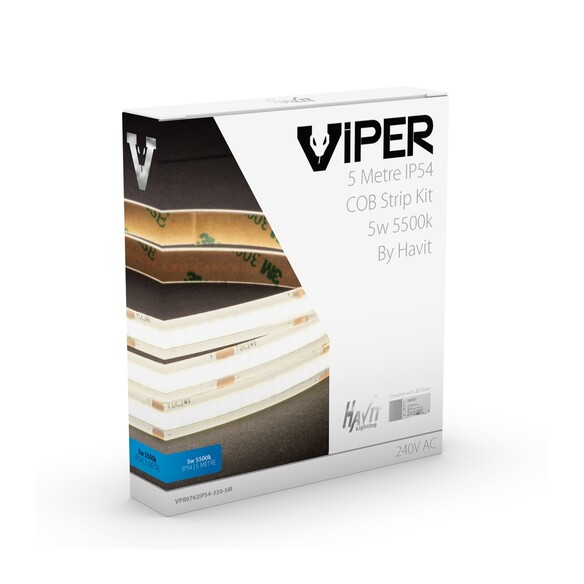 VPR9762IP54-320-5M - Viper COB 5W Per Metre 5m LED Strip kit 5500K